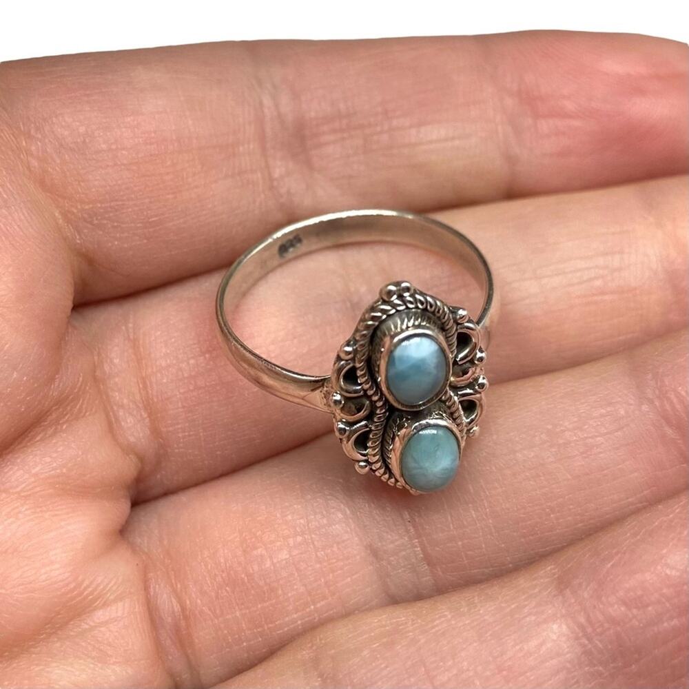 Larimar Ring Size 8 Solid 925 Sterling Silver - image 8